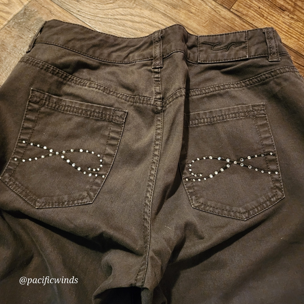 2 PIECES! CHICOS BROWN DENIM EMBELLISHED JEANS SIZE 0.5 REG MATCHING JACKET ☆ - Picture 6 of 8